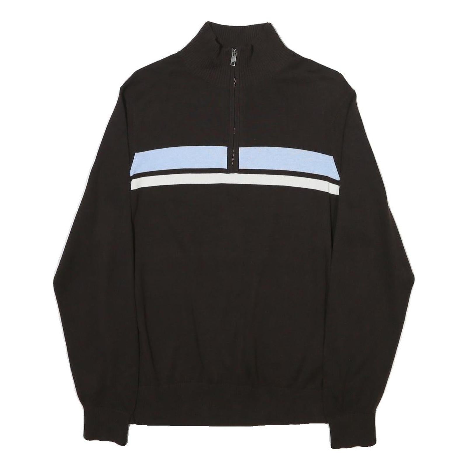 TOMMY HILFIGER Mens Black & Light Blue Patterned Cotton Blend Pullover Jumper S