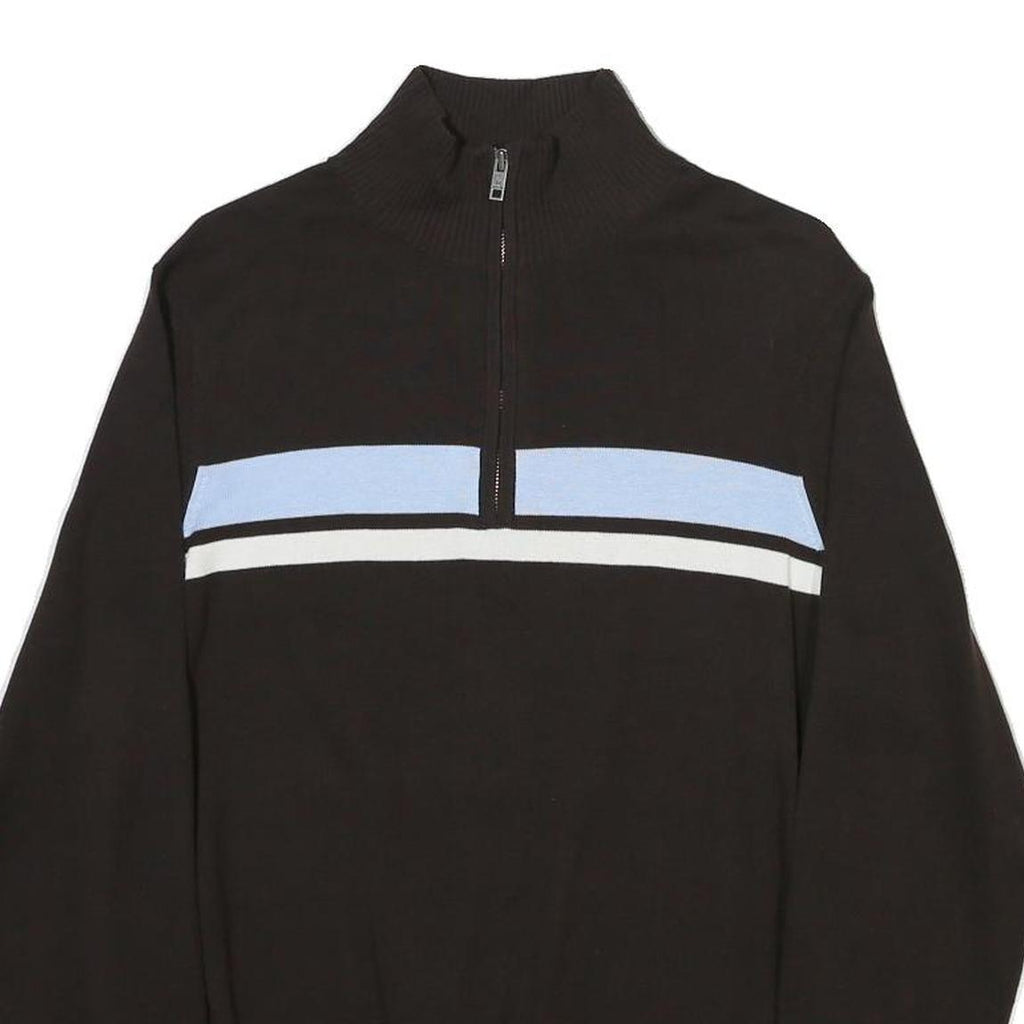 TOMMY HILFIGER Mens Black & Light Blue Patterned Cotton Blend Pullover Jumper S