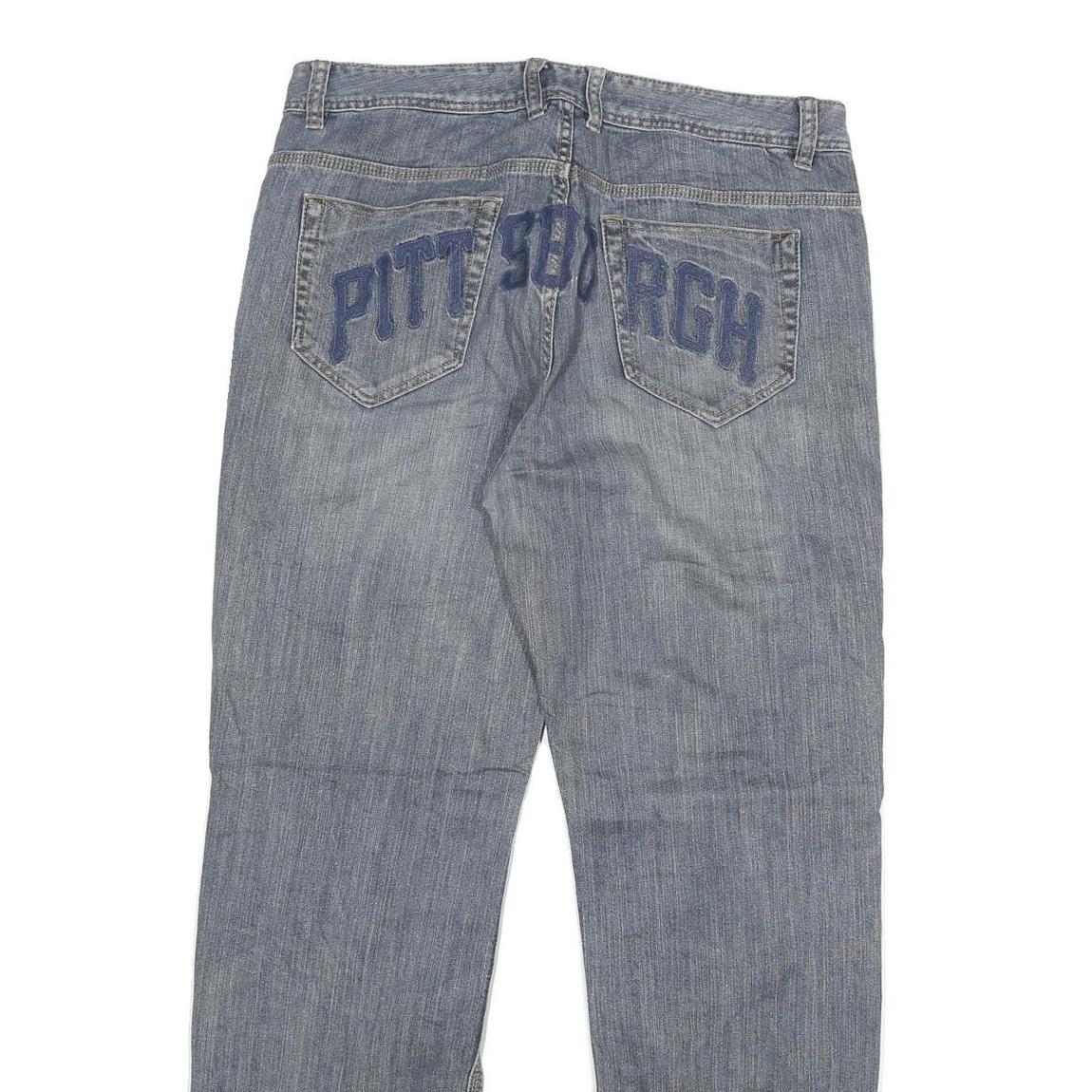 PITTSBURGH Mens Jeans Blue Regular Straight Denim W34 L31 Zip