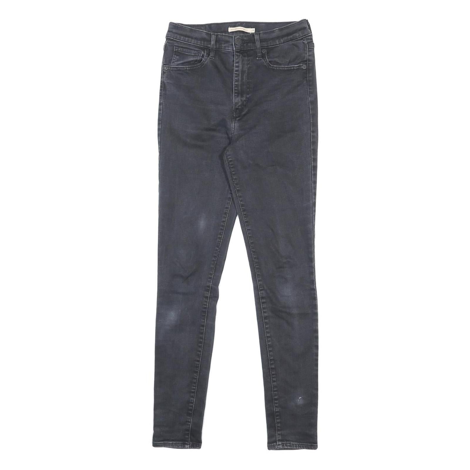 LEVI'S Womens Black Slim Skinny Denim Raw W28 L30 Cotton Blend Zip Jeans