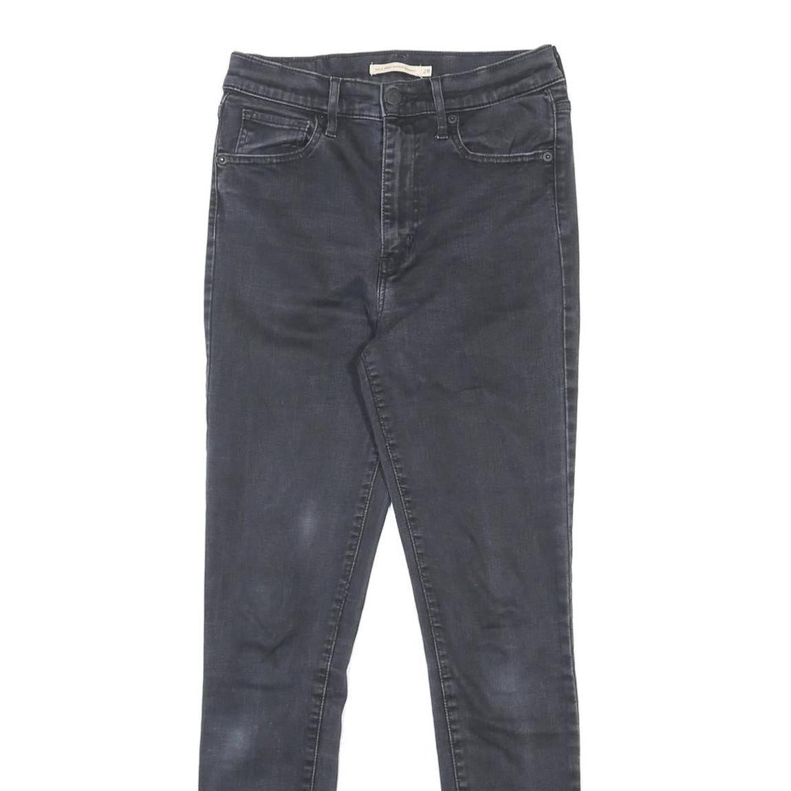 LEVI'S Womens Black Slim Skinny Denim Raw W28 L30 Cotton Blend Zip Jeans