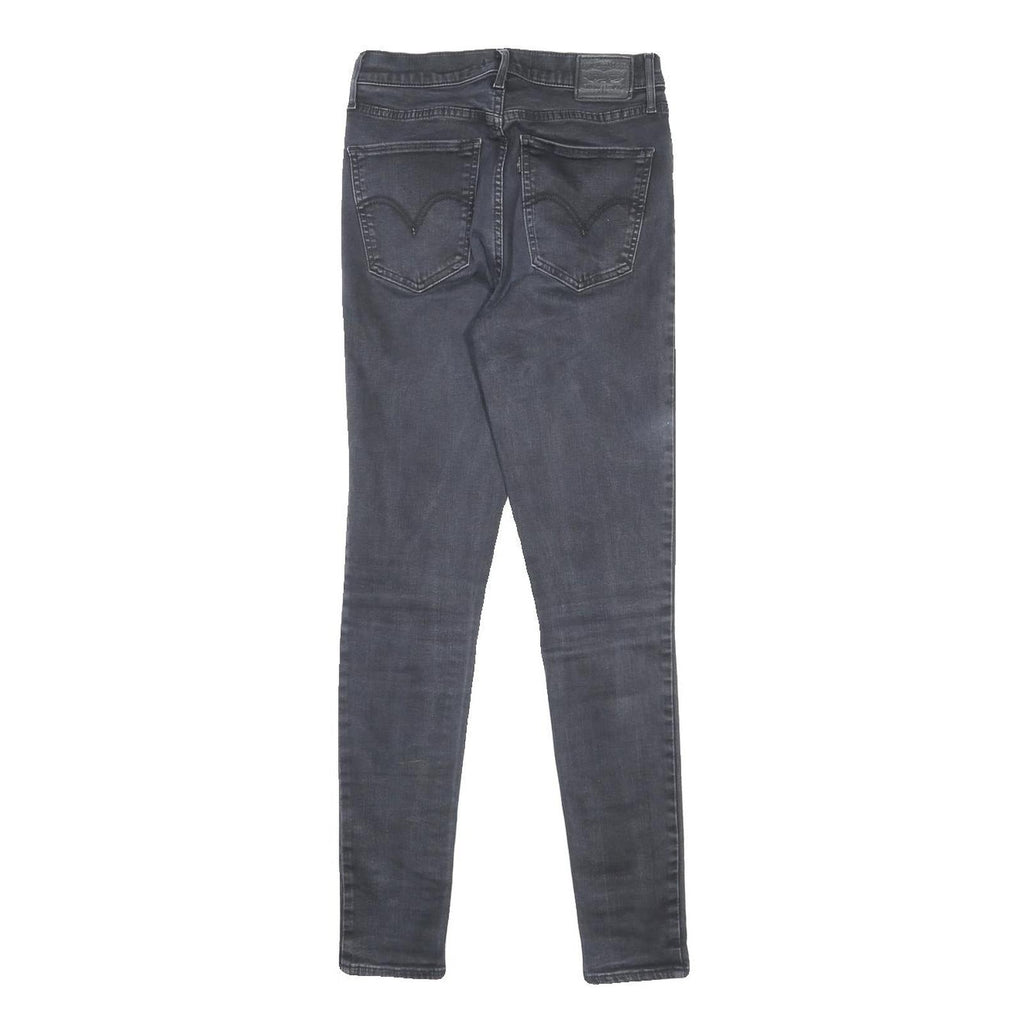 LEVI'S Womens Black Slim Skinny Denim Raw W28 L30 Cotton Blend Zip Jeans