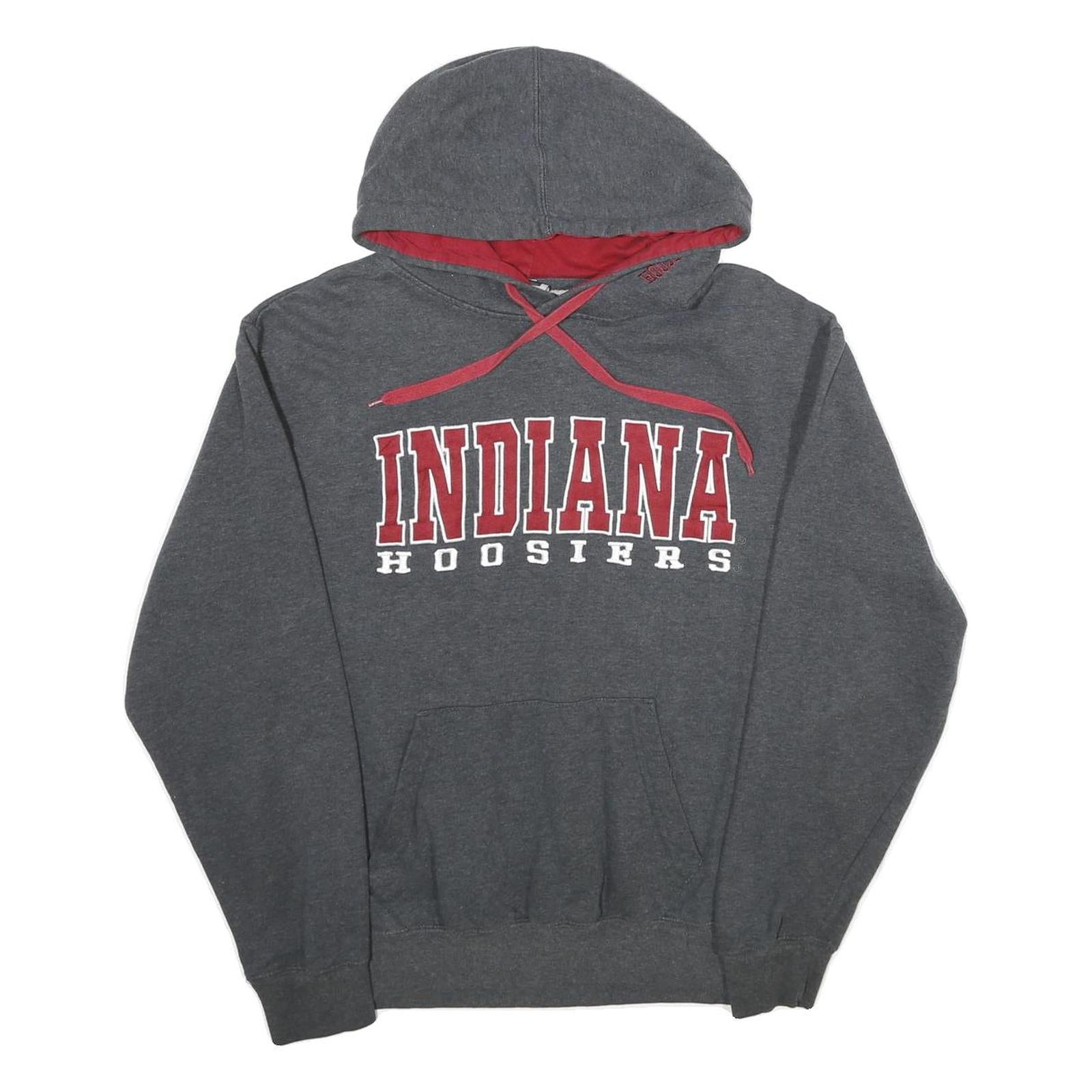 STADIUM ATHLETICS Mens Grey & Red Indiana Hoosiers Pullover Hoodie M Cotton