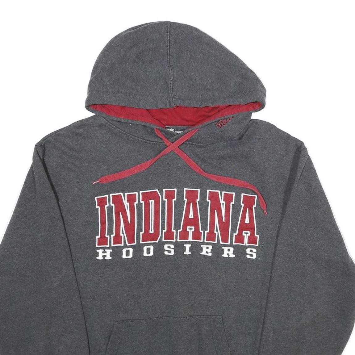 STADIUM ATHLETICS Mens Grey & Red Indiana Hoosiers Pullover Hoodie M Cotton