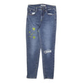 LEVI'S 721 Womens Slim Blue Denim Regular W28 L26 Embroidered Hearts Jeans