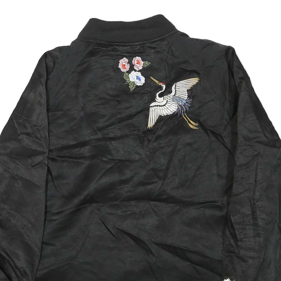 LEVI'S Womens Black Bomber S Polyester Blend Plain Floral Embroidery Fashion