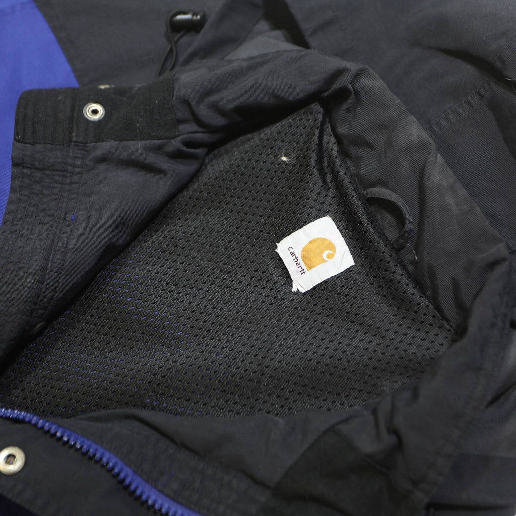 CARHARTT Mens Blue & Black Outdoor Hooded Jacket XL Polyester Blend Zip