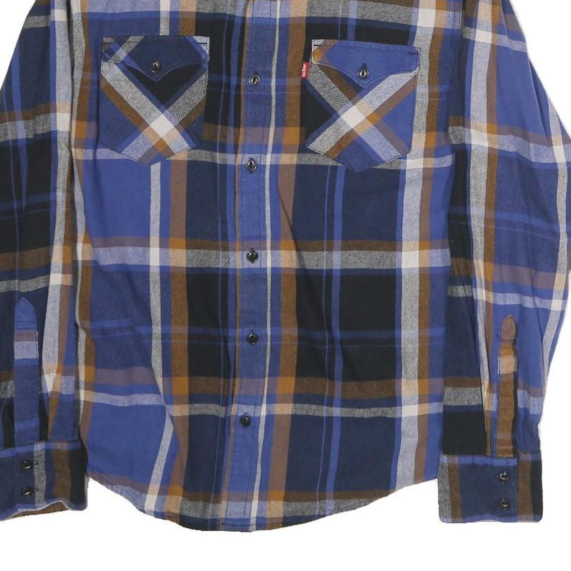 LEVI'S Mens Blue & Brown Check Shirt M Cotton Casual Button Up