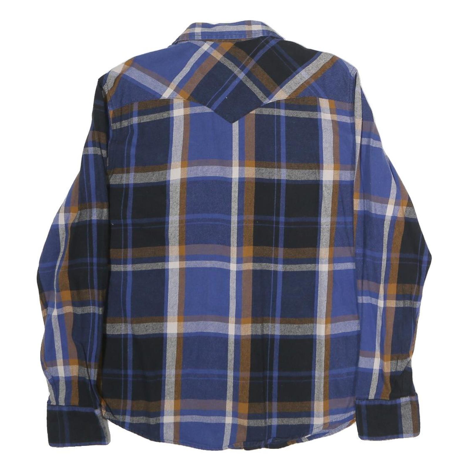 LEVI'S Mens Blue & Brown Check Shirt M Cotton Casual Button Up