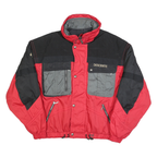 DESCENTE Mens Red & Black Jacket XL Polyester Blend Zip Long Sleeve Outdoors