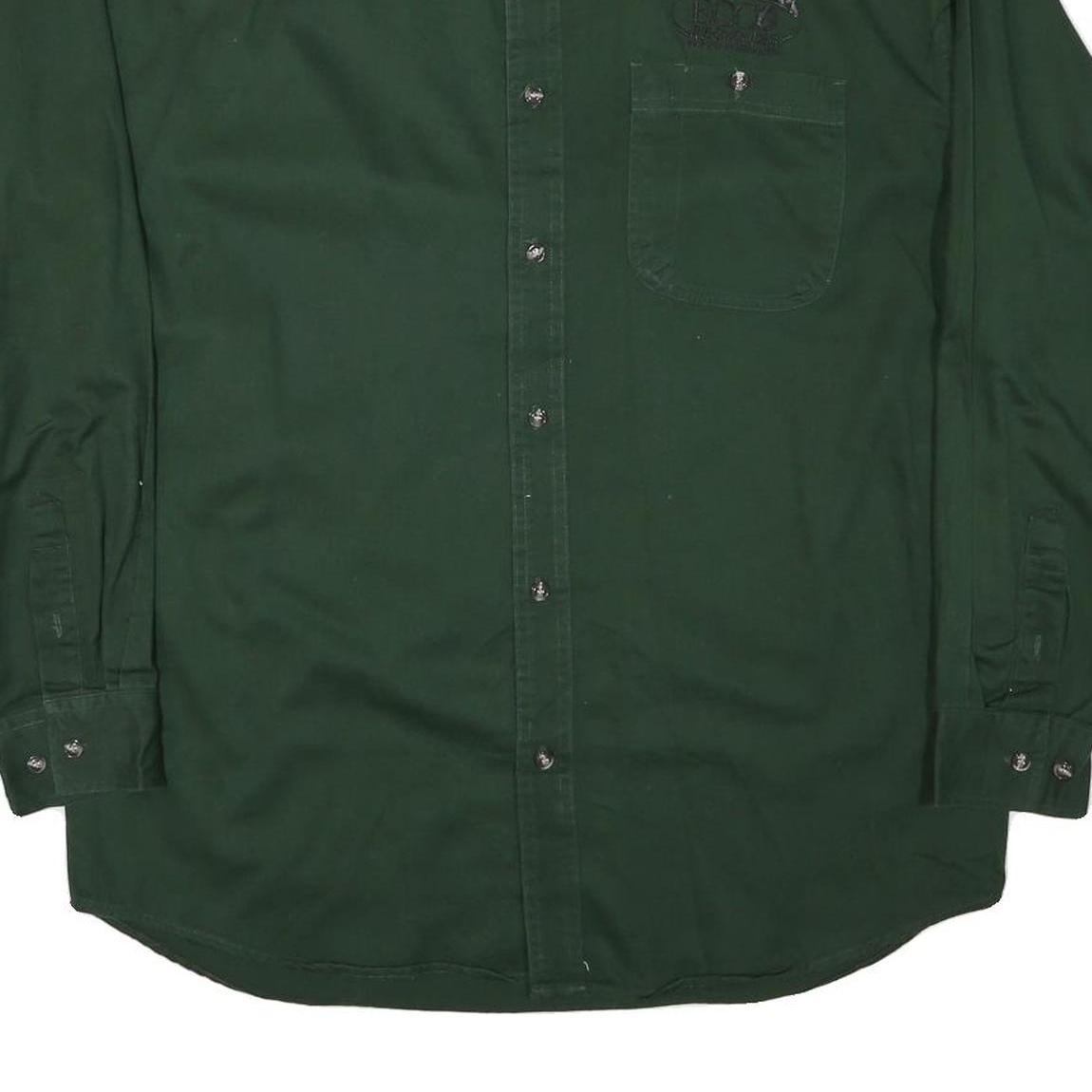 TEXX Mens Green Shirt L Cotton Blend Button-Down Long Sleeve Casual Workwear