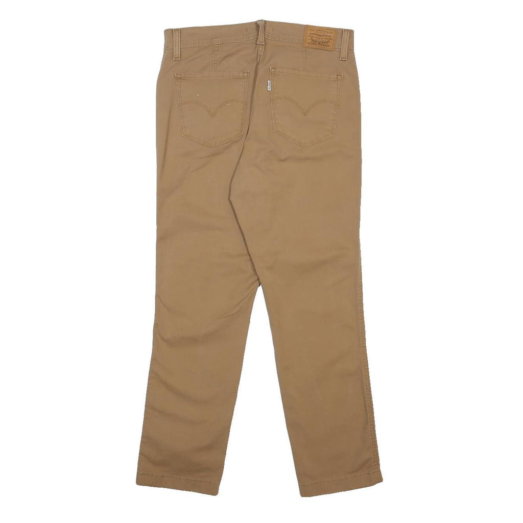 LEVI'S Womens Beige Cotton Blend Regular Fit Trousers W30 L26 Button Closure