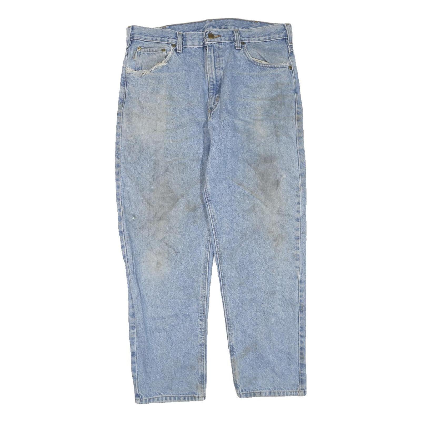 CARHARTT Mens Jeans Blue Regular Straight Denim Light W36 L30 Durable Workwear