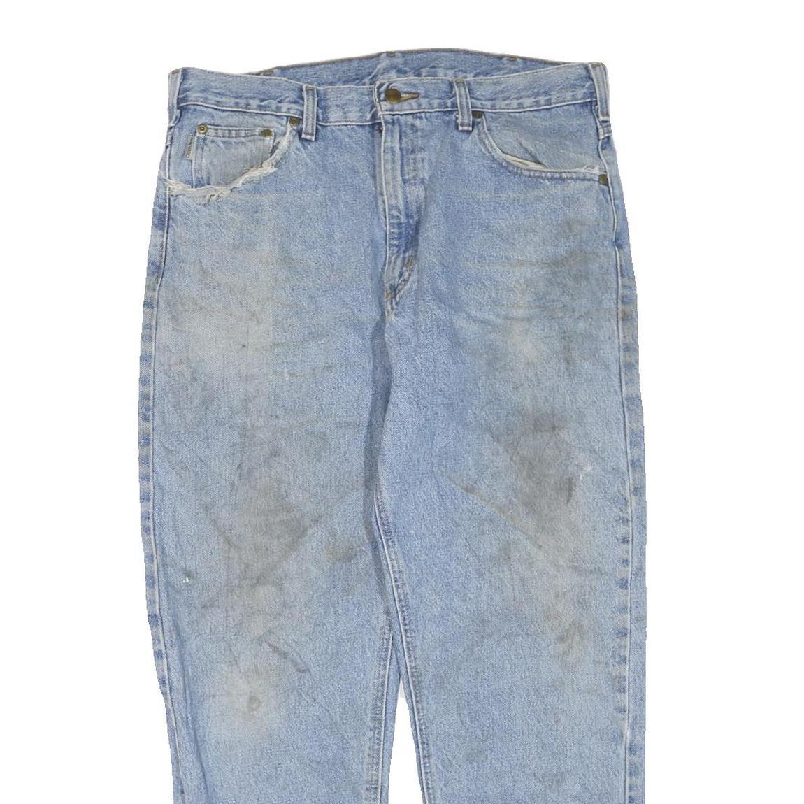 CARHARTT Mens Jeans Blue Regular Straight Denim Light W36 L30 Durable Workwear