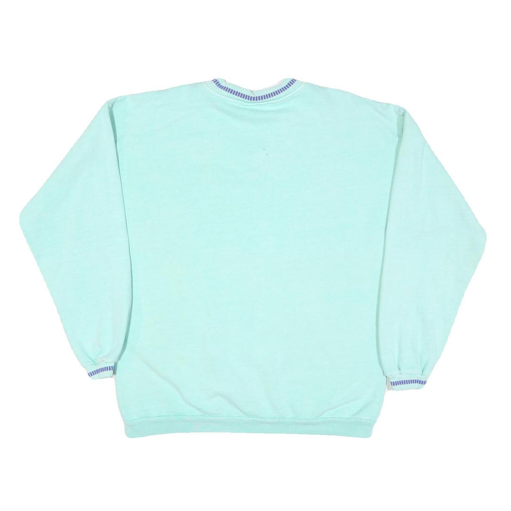 FRESH PRODUCE Womens Blue V-Neck M Cotton Blend Sweatshirt Fish Graphic