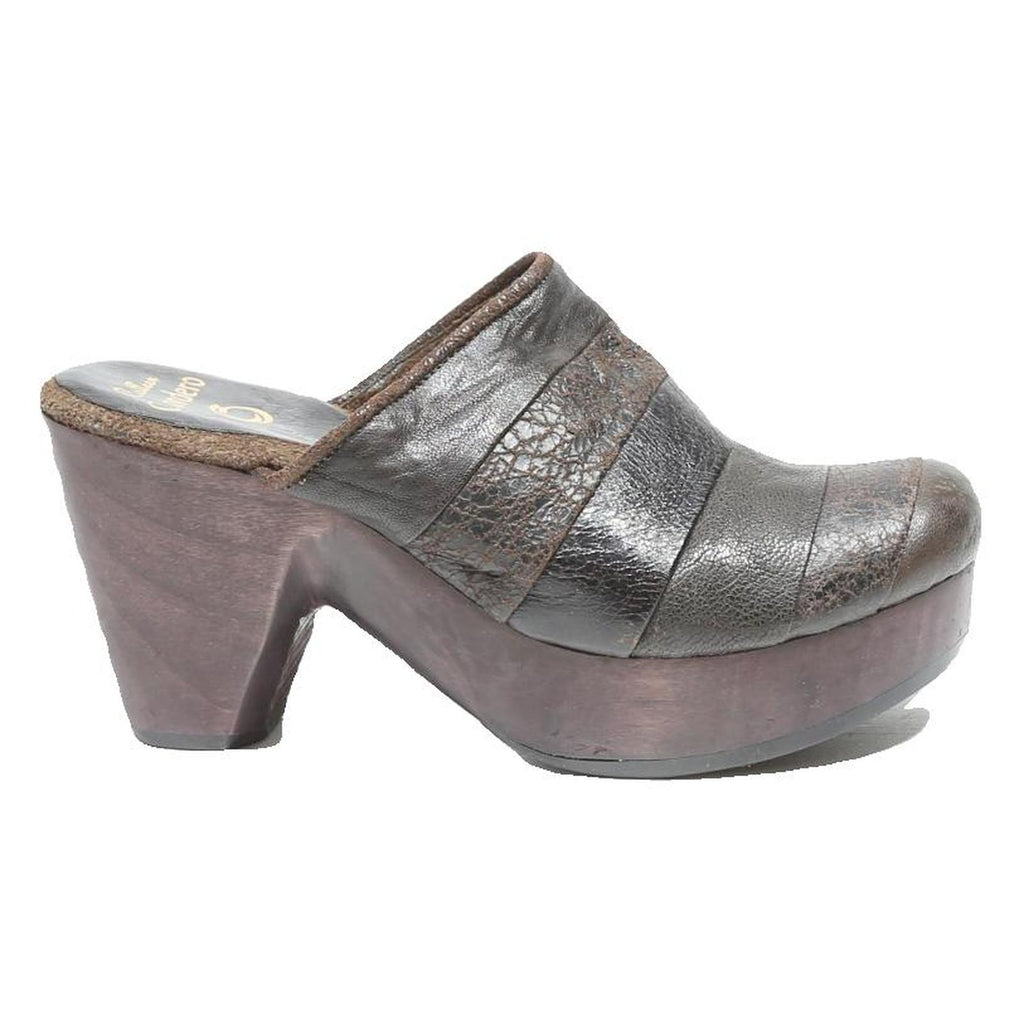 CORDERO Leather Womens Mules Brown & Dark Brown UK 4 Comfortable Slip On Chunky