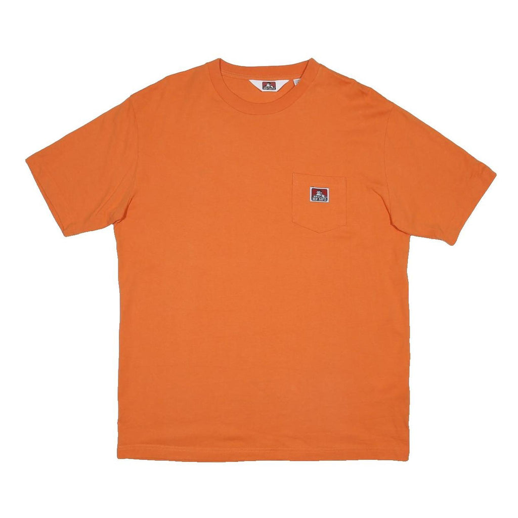 BEN DAVIS Mens Orange Pocket T-Shirt XL Short Sleeve Crew Neck Cotton