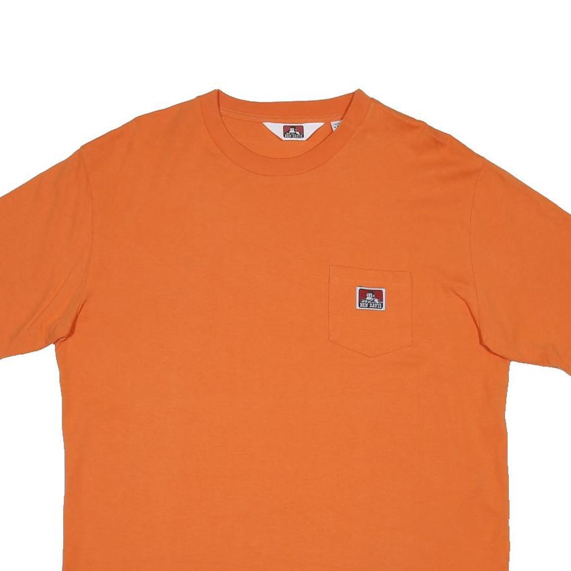 BEN DAVIS Mens Orange Pocket T-Shirt XL Short Sleeve Crew Neck Cotton