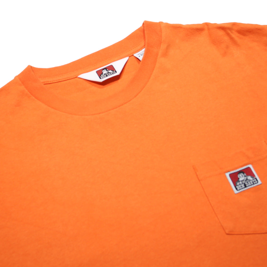 BEN DAVIS Mens Orange Pocket T-Shirt XL Short Sleeve Crew Neck Cotton