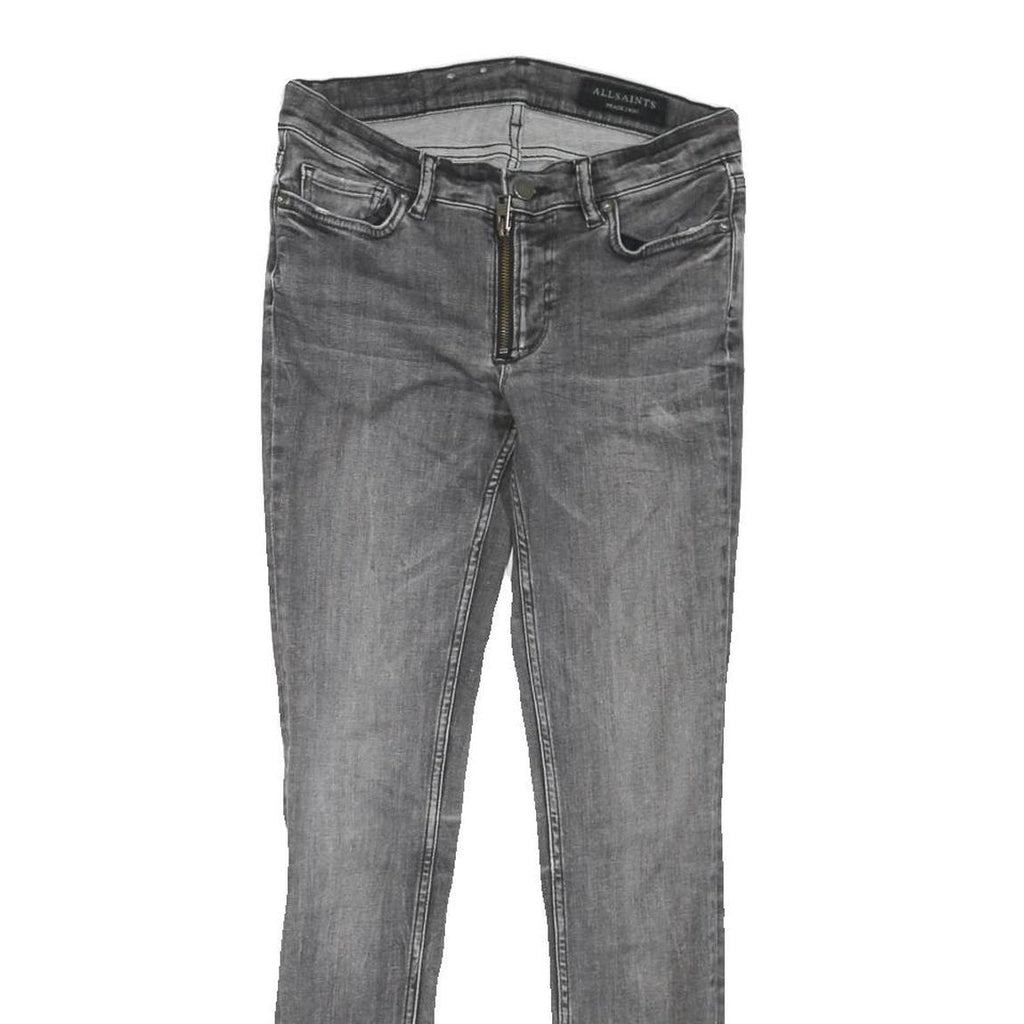 ALL SAINTS Womens Grey Regular Skinny Denim Light W28 L28 Zip Jeans