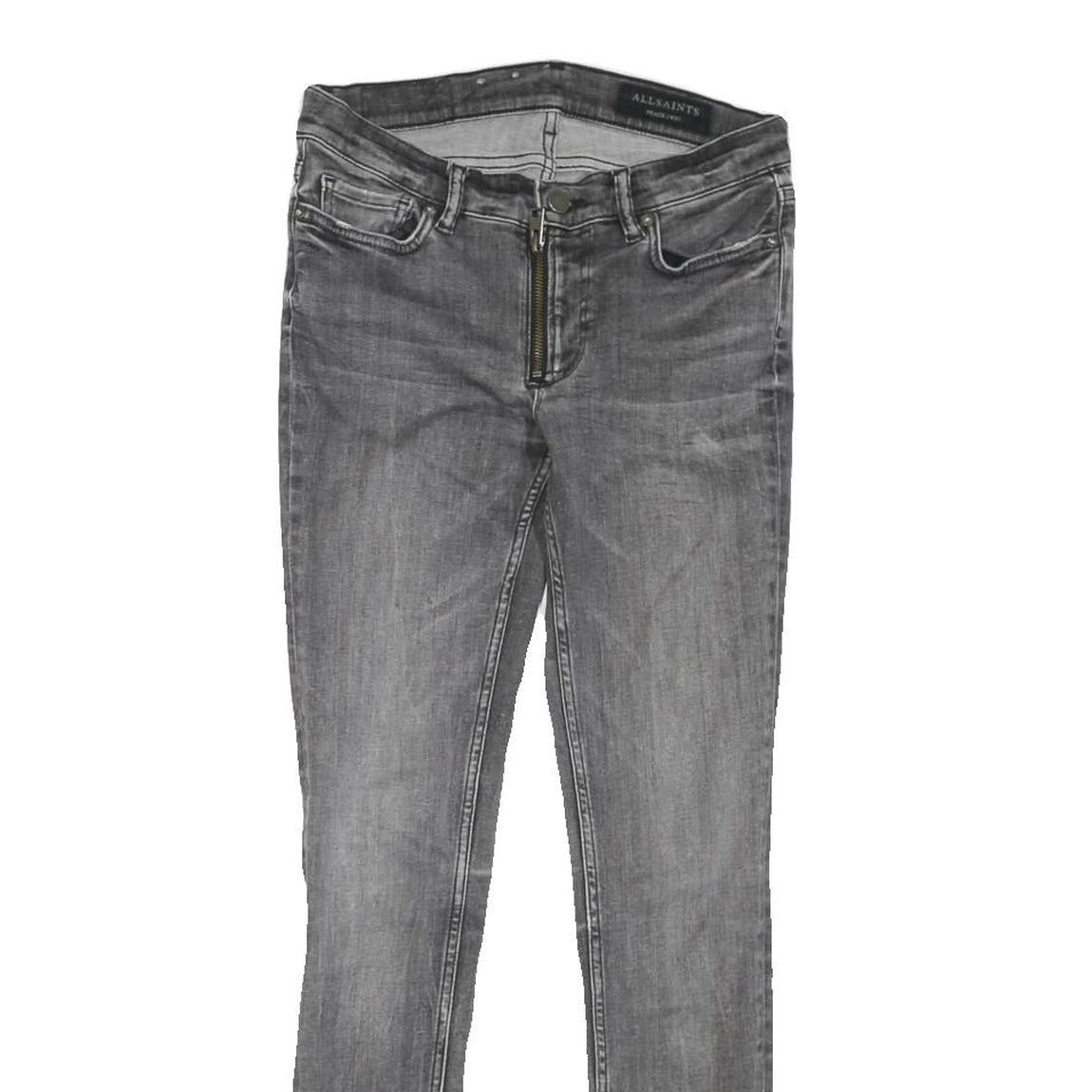 ALL SAINTS Womens Grey Regular Skinny Denim Light W28 L28 Zip Jeans
