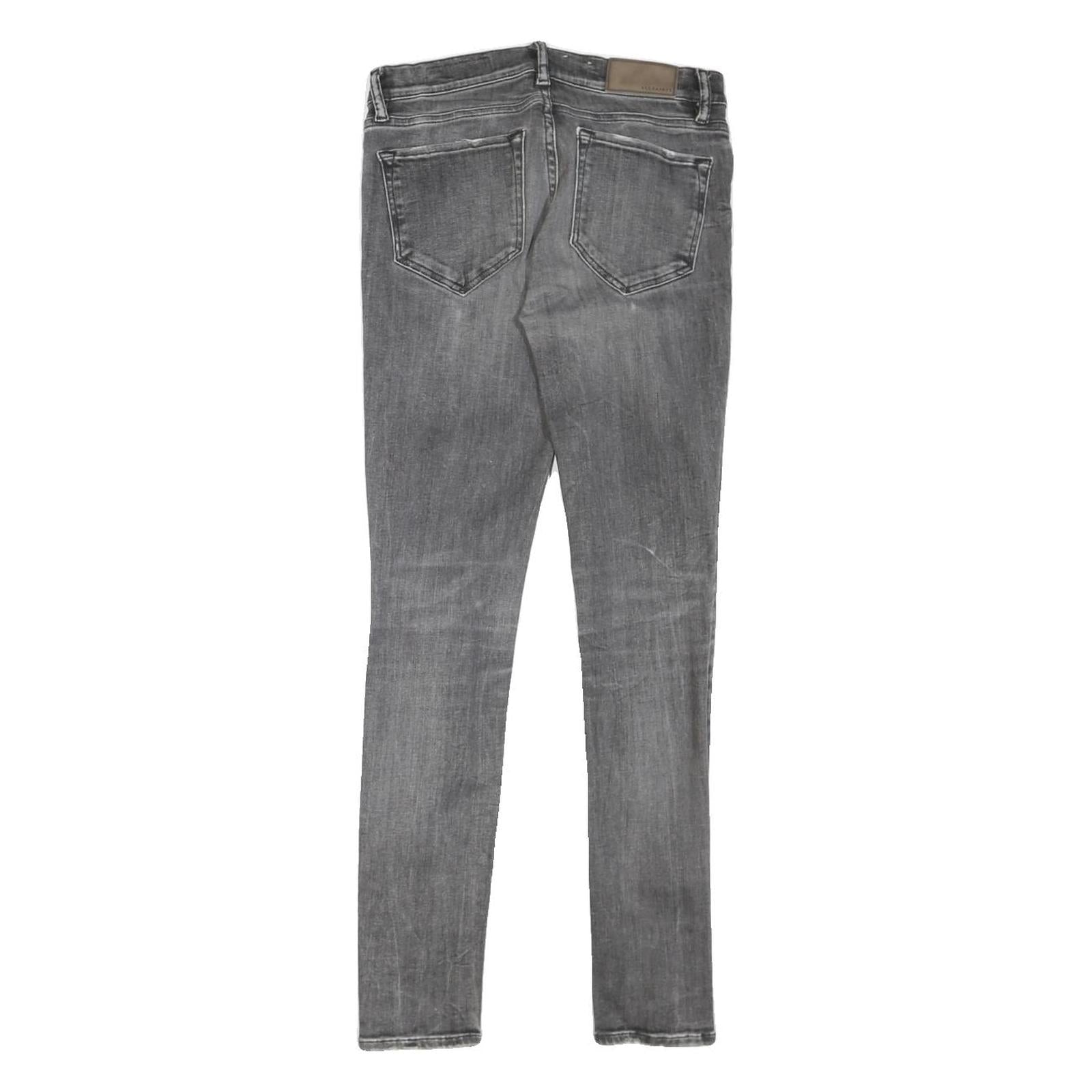 ALL SAINTS Womens Grey Regular Skinny Denim Light W28 L28 Zip Jeans