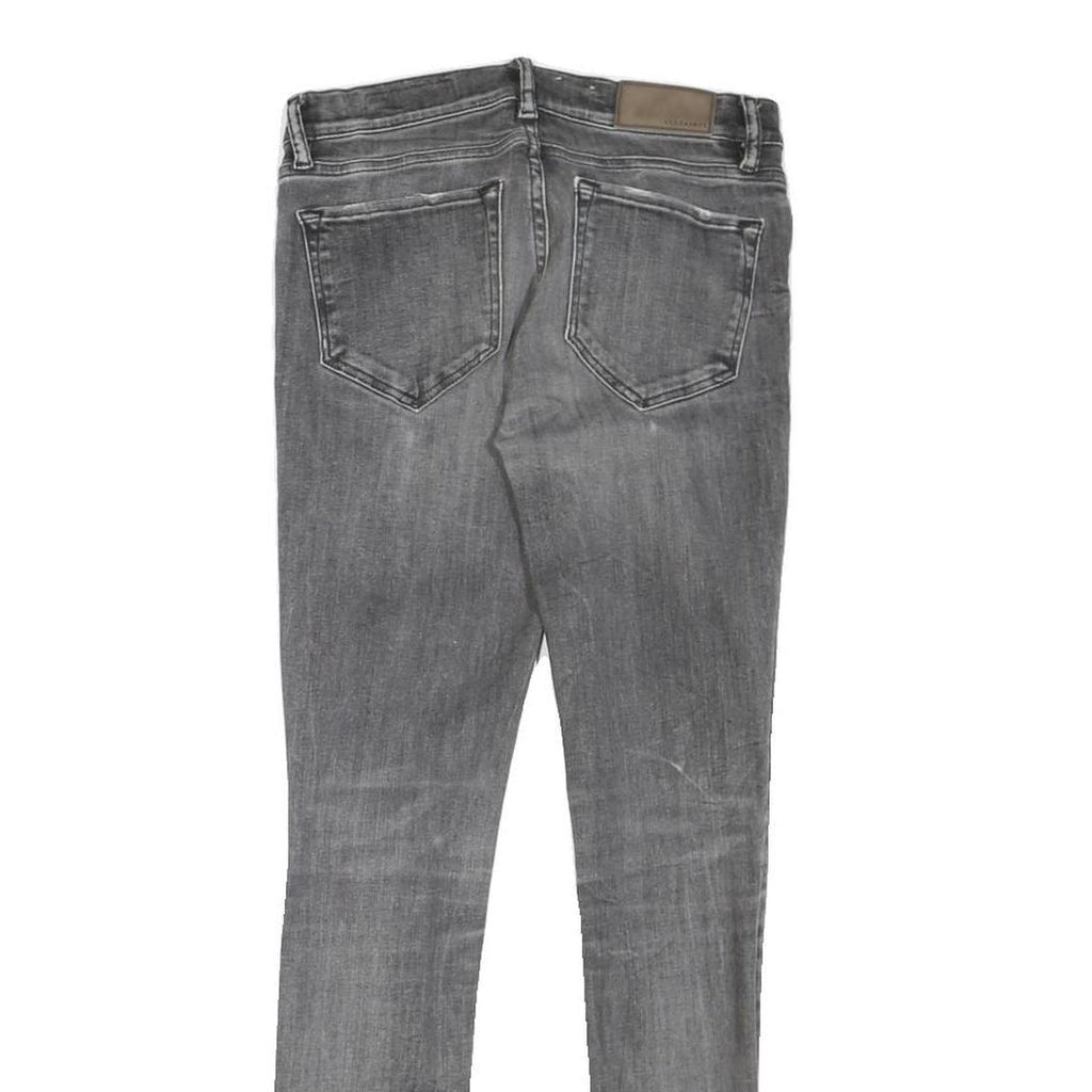 ALL SAINTS Womens Grey Regular Skinny Denim Light W28 L28 Zip Jeans