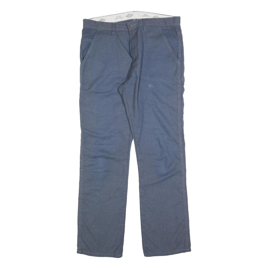 DICKIES Mens Cotton Blue Regular Straight Trousers W33 L32 Workwear Casual
