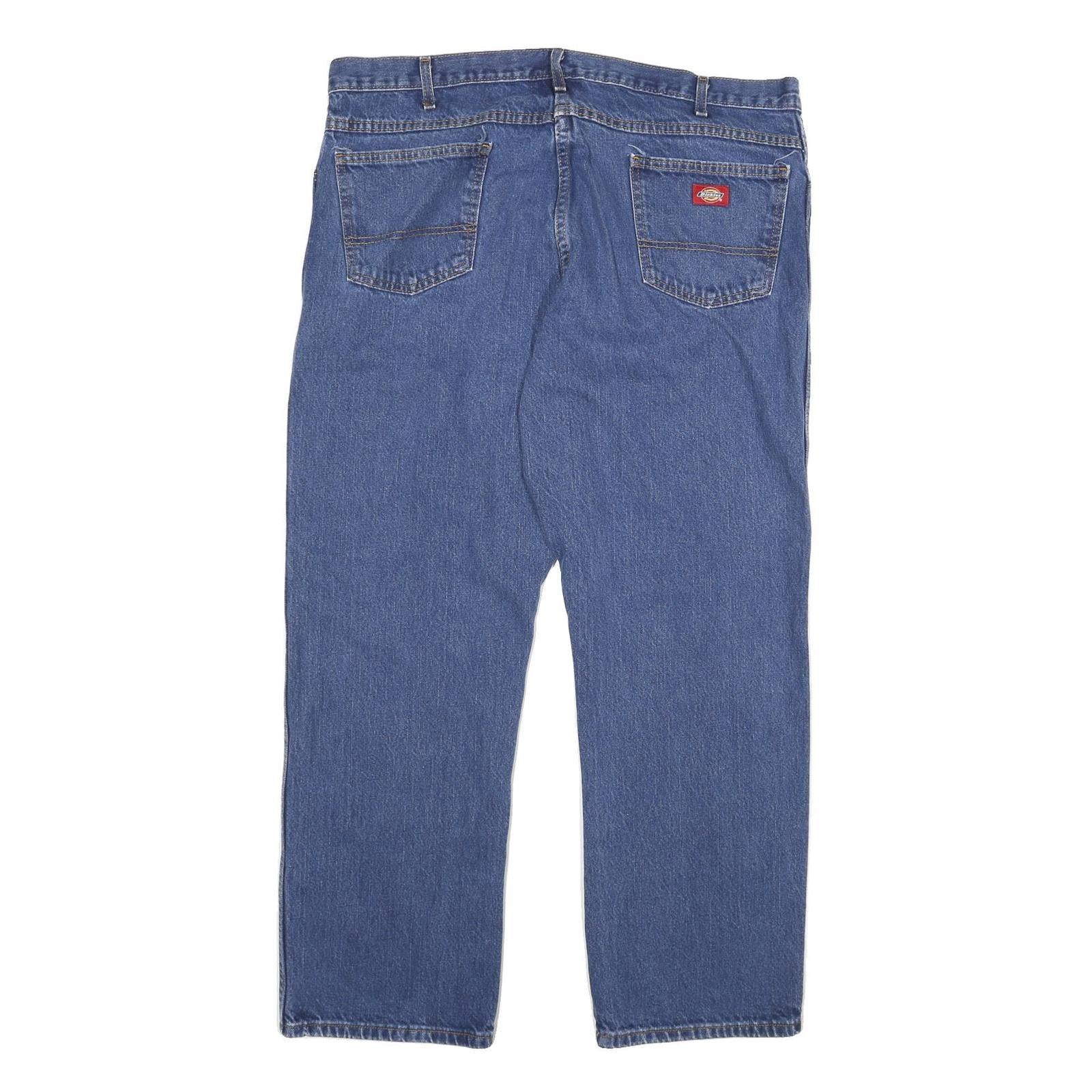 DICKIES Mens Blue Regular Fit Straight Leg Denim Jeans W40 L30 Durable Cotton