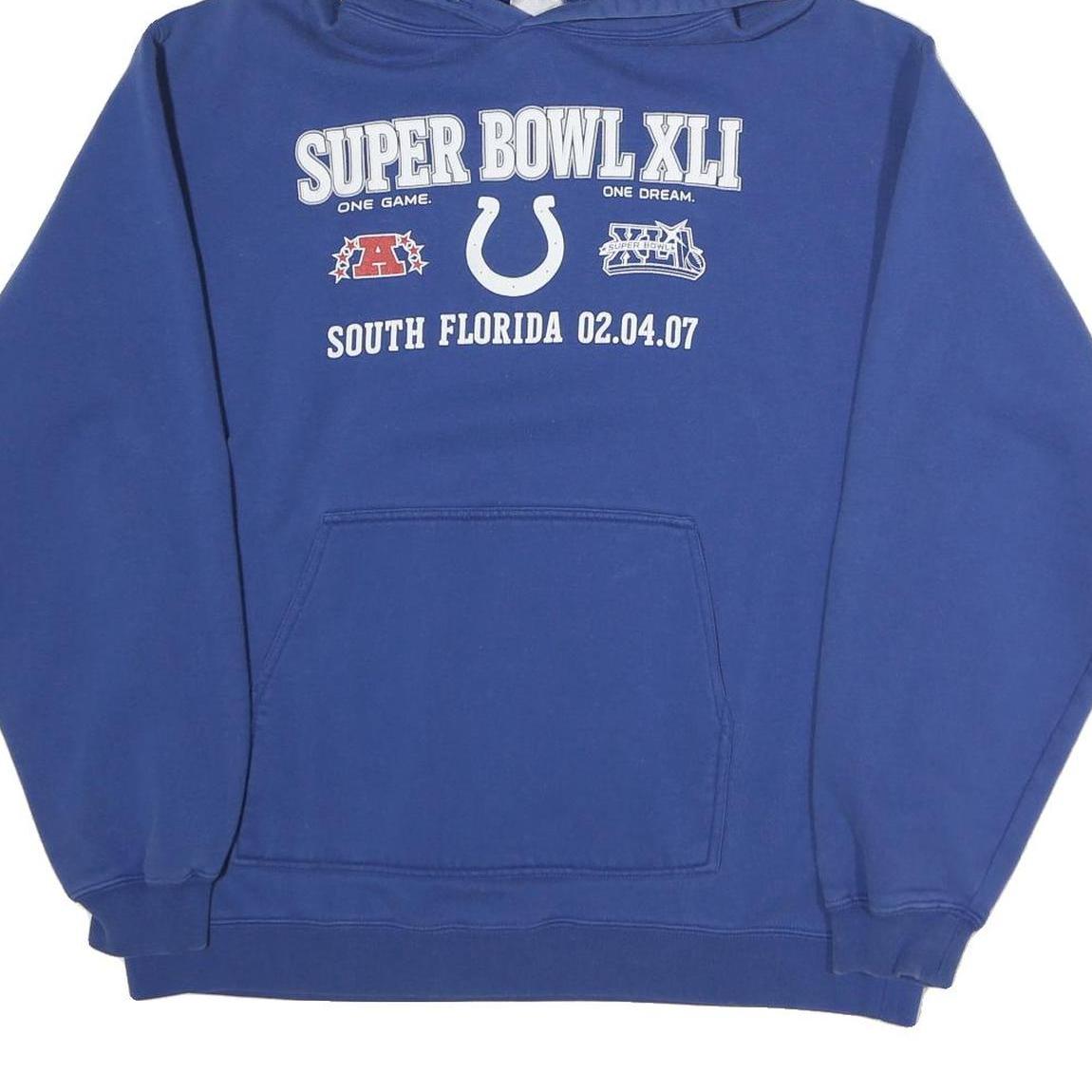 REEBOK Mens Blue Super Bowl XLI Hoodie M Casual Sports Sweatshirt