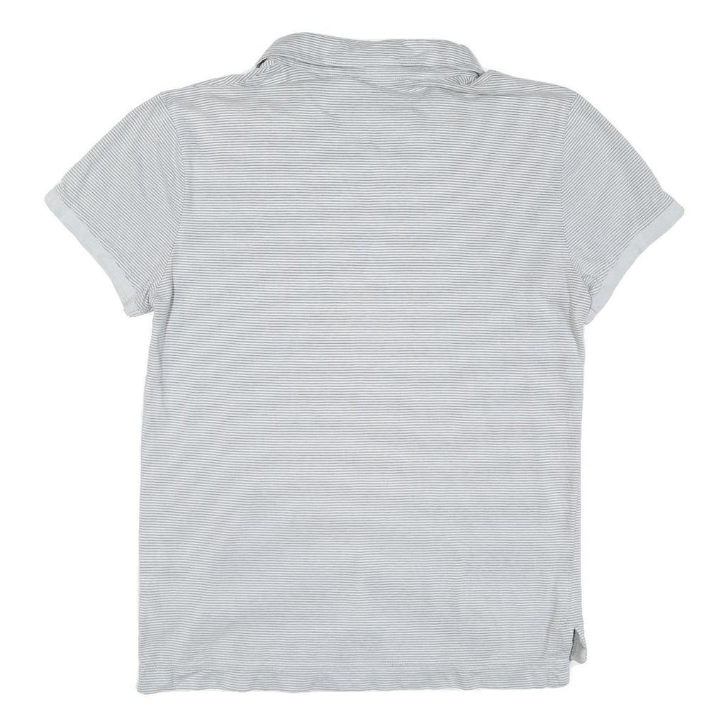 CALVIN KLEIN JEANS Mens White & Grey Stripe Short Sleeve Polo Shirt L Cotton
