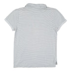 CALVIN KLEIN JEANS Mens White & Grey Stripe Short Sleeve Polo Shirt L Cotton