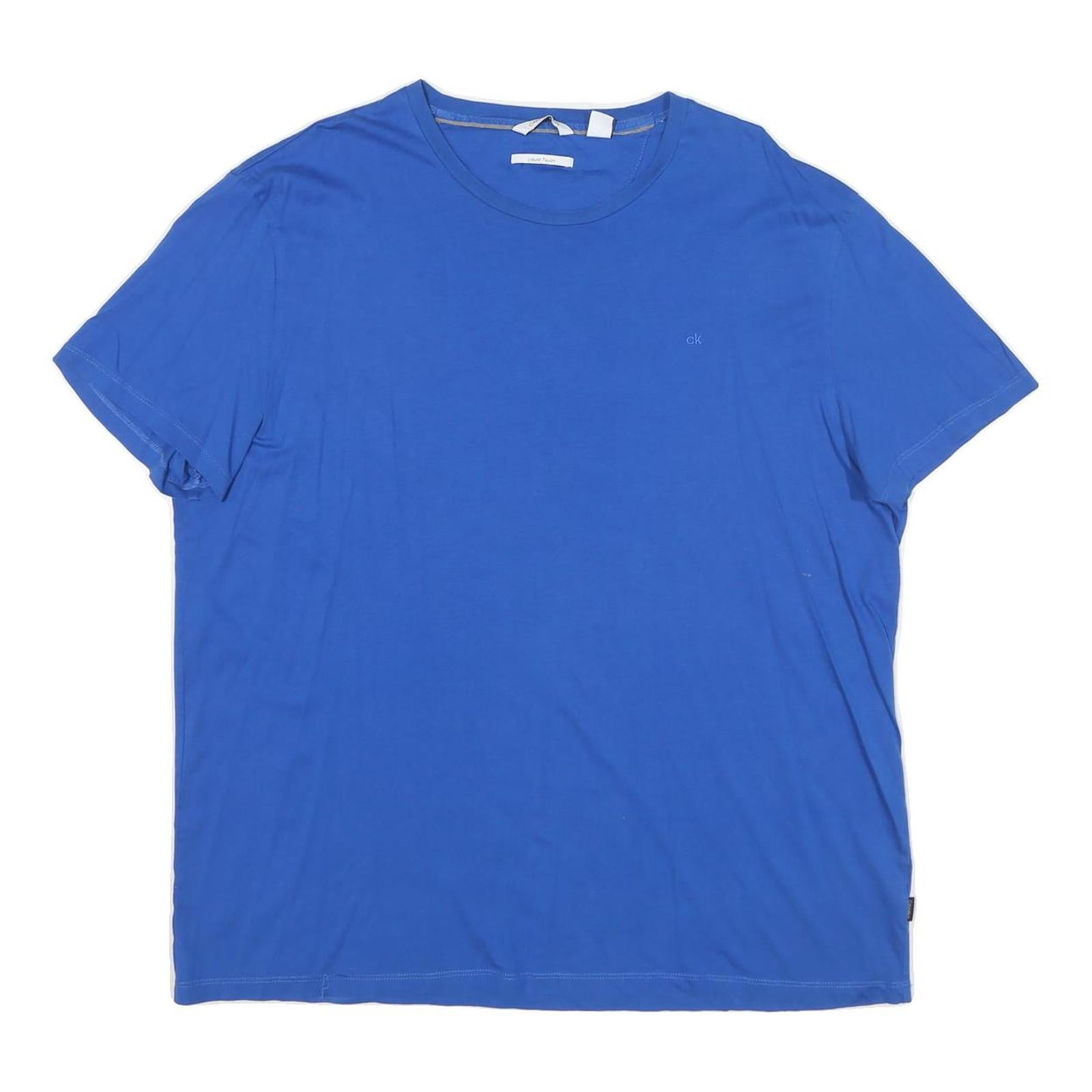 CALVIN KLEIN JEANS Womens Blue T-Shirt 2XL Short Sleeve Crew Neck Plain Cotton