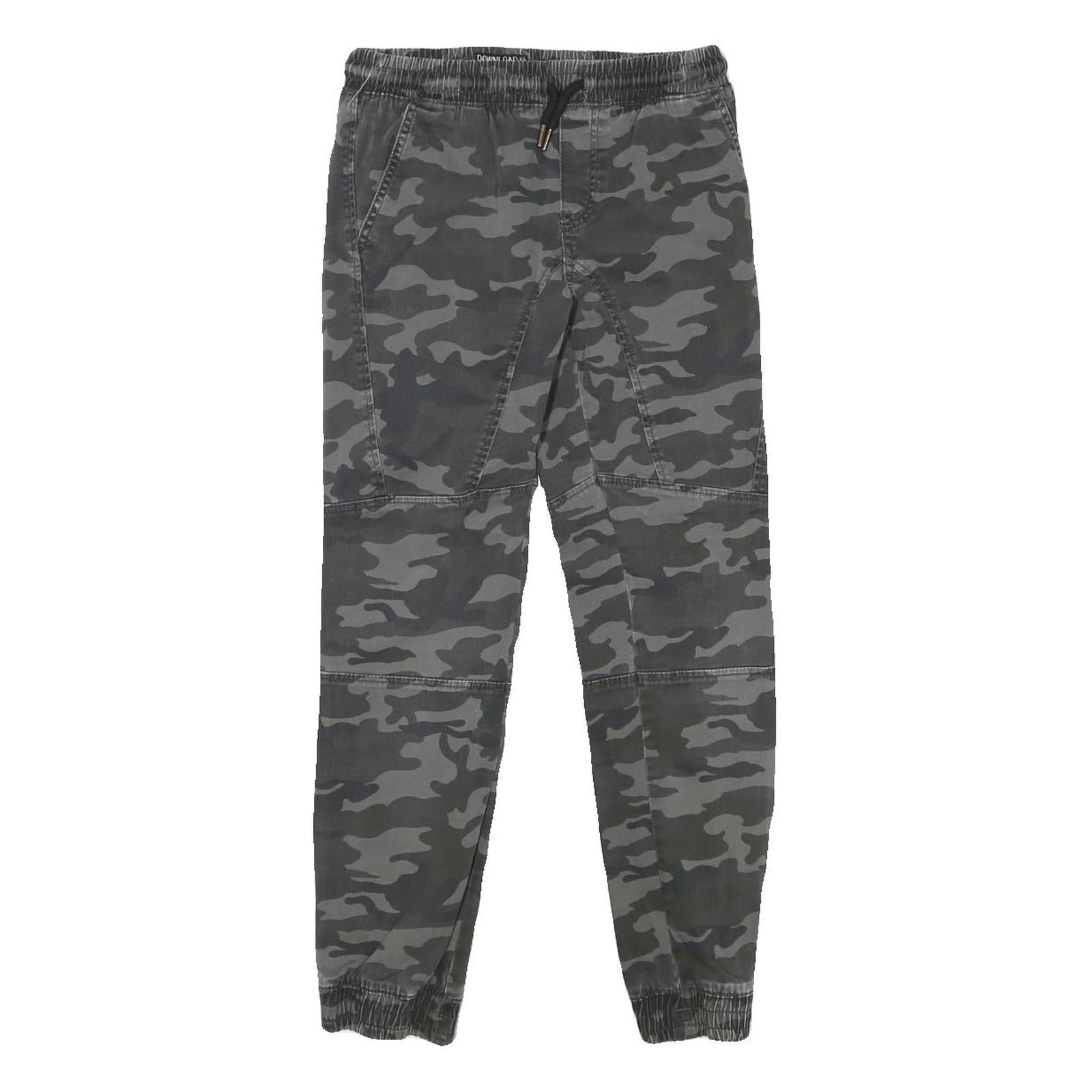 DOWNLOAD Mens Cotton Blend Slim Camouflage Drawstring Trousers W26 L26 Casual