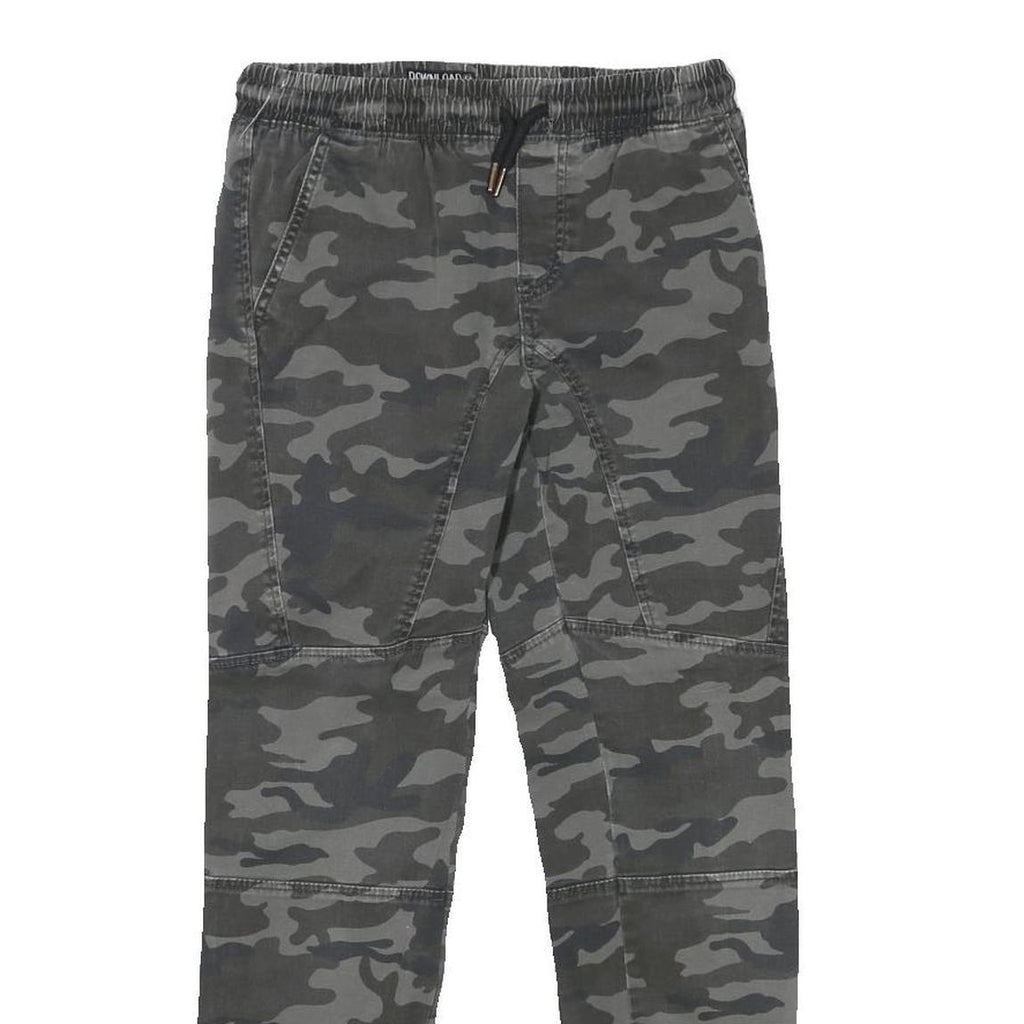 DOWNLOAD Mens Cotton Blend Slim Camouflage Drawstring Trousers W26 L26 Casual
