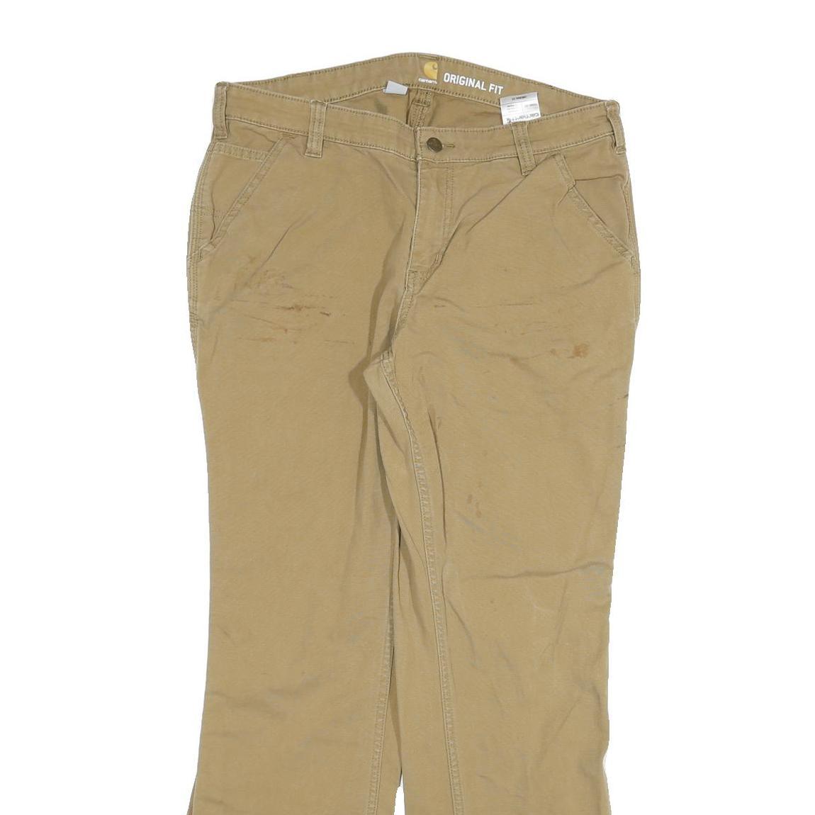 CARHARTT Womens Cotton Blend Beige Regular Fit Straight Trousers W32 L30