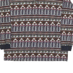 COTTON MILL Mens Brown & Green Patterned Long Sleeve Polo Shirt L Cotton Blend