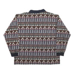 COTTON MILL Mens Brown & Green Patterned Long Sleeve Polo Shirt L Cotton Blend