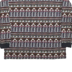 COTTON MILL Mens Brown & Green Patterned Long Sleeve Polo Shirt L Cotton Blend