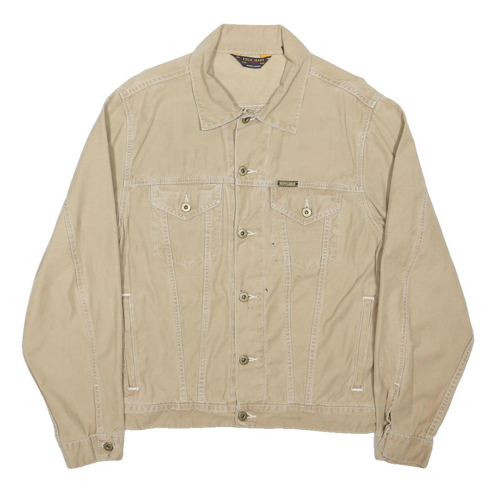 RALPH LAUREN POLO JEANS COMPANY Mens Beige Cotton Blend Button Jacket M Casual