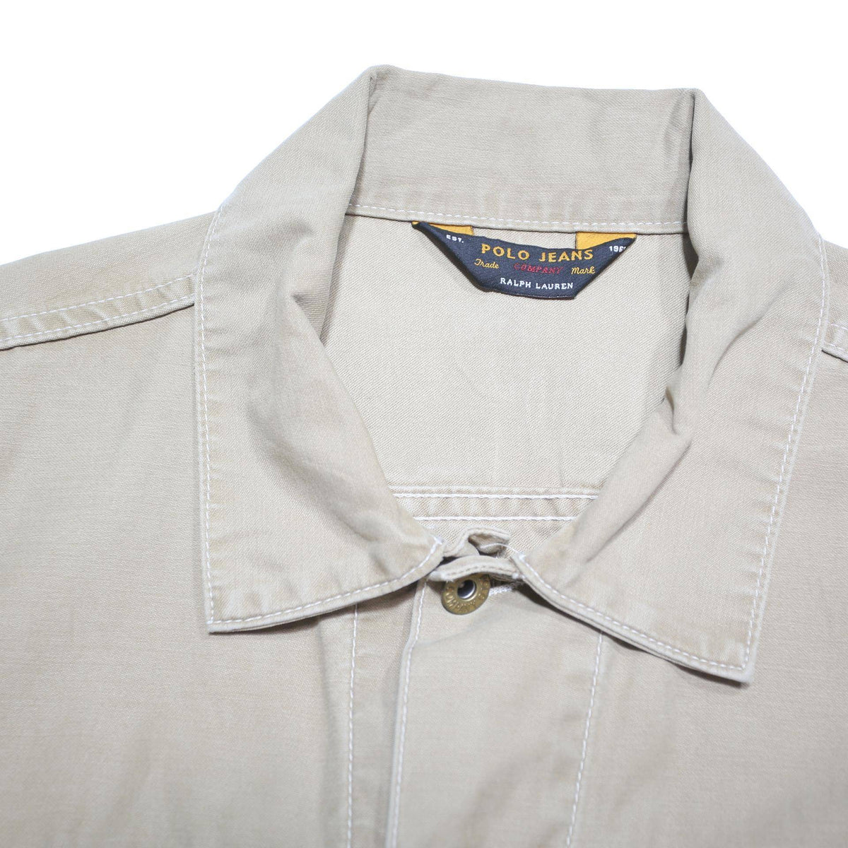 RALPH LAUREN POLO JEANS COMPANY Mens Beige Cotton Blend Button Jacket M Casual