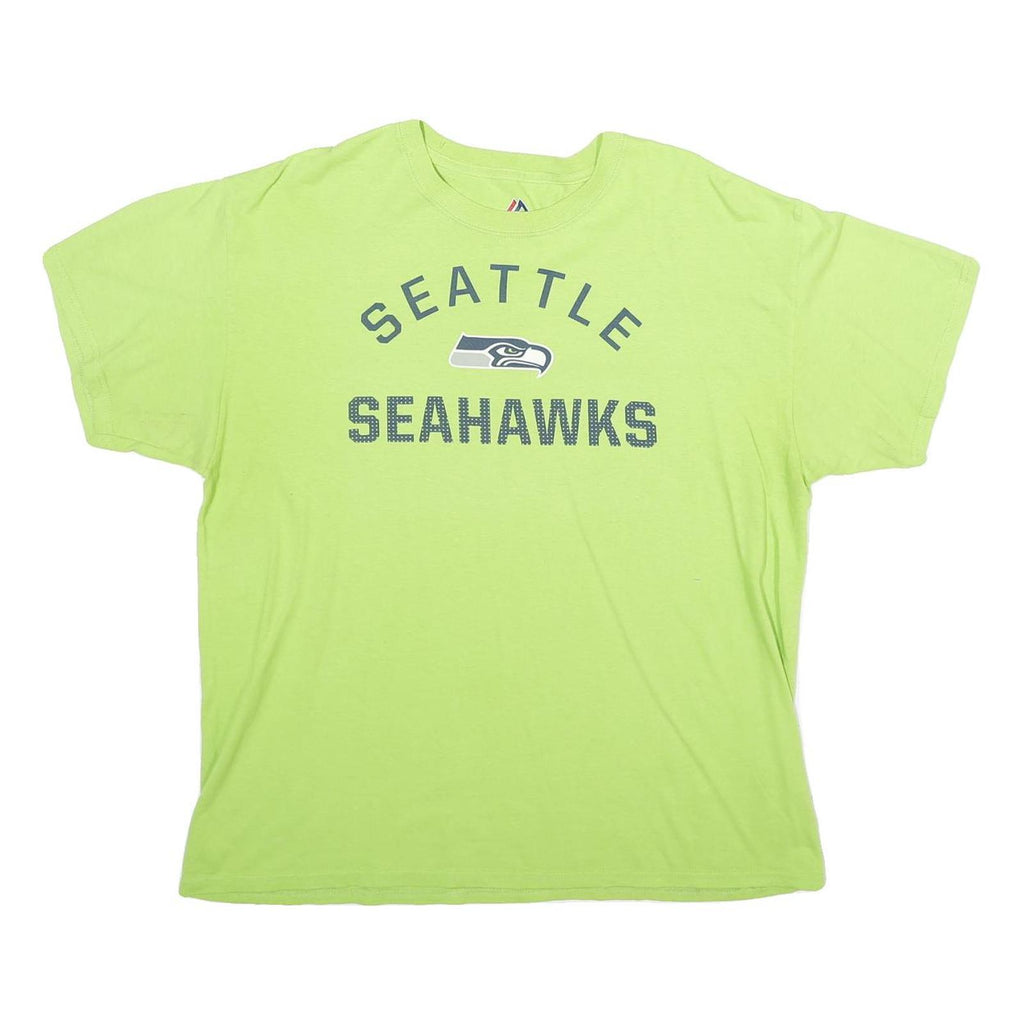 MAJESTIC Mens Green Seattle Seahawks Graphic T-Shirt L Short Sleeve Crew Neck