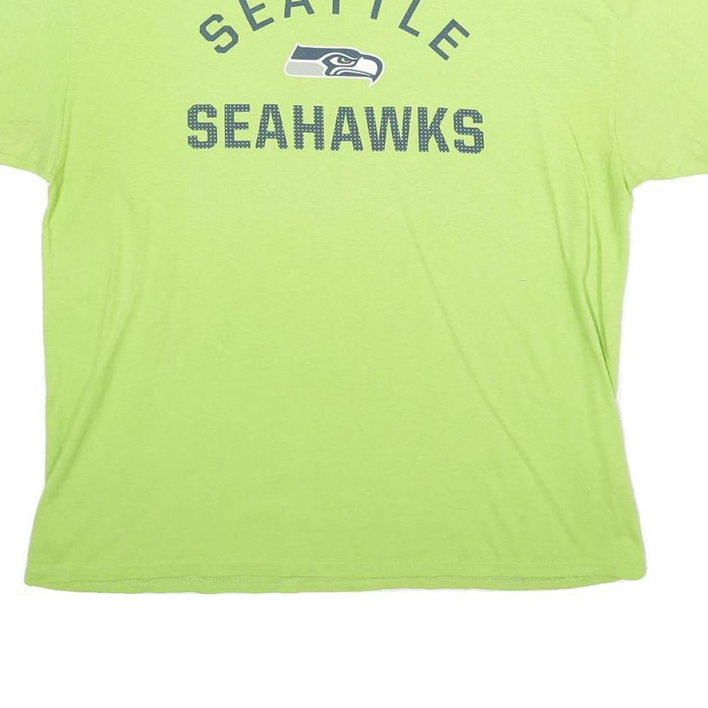MAJESTIC Mens Green Seattle Seahawks Graphic T-Shirt L Short Sleeve Crew Neck
