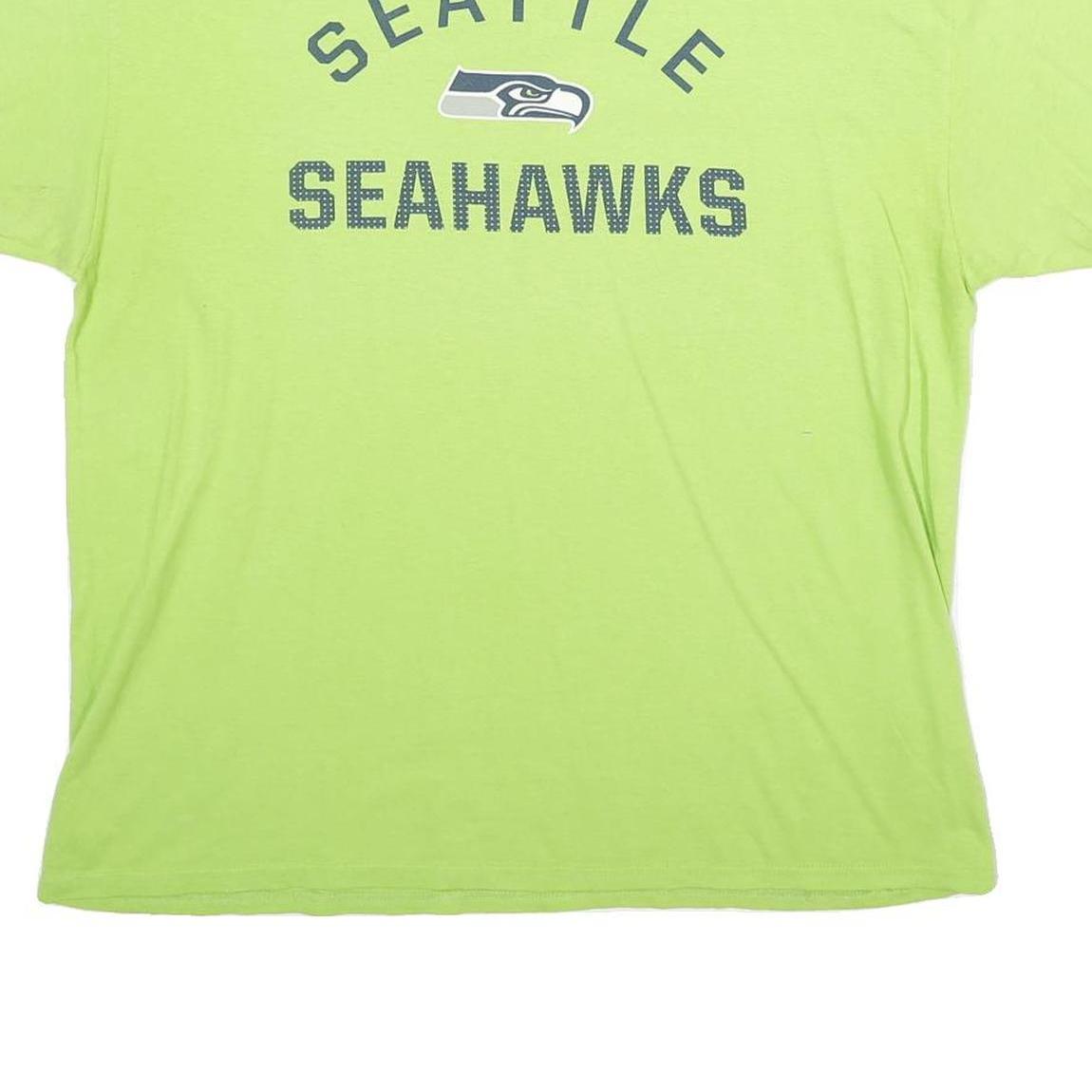 MAJESTIC Mens Green Seattle Seahawks Graphic T-Shirt L Short Sleeve Crew Neck