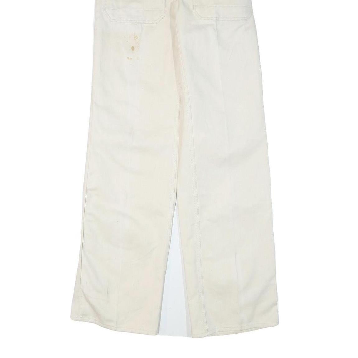 Mens Cotton Blend White Regular Fit Button Closure Trousers W28 L35 Casual