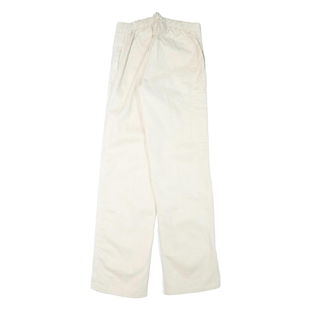 Mens Cotton Blend White Regular Fit Button Closure Trousers W28 L35 Casual