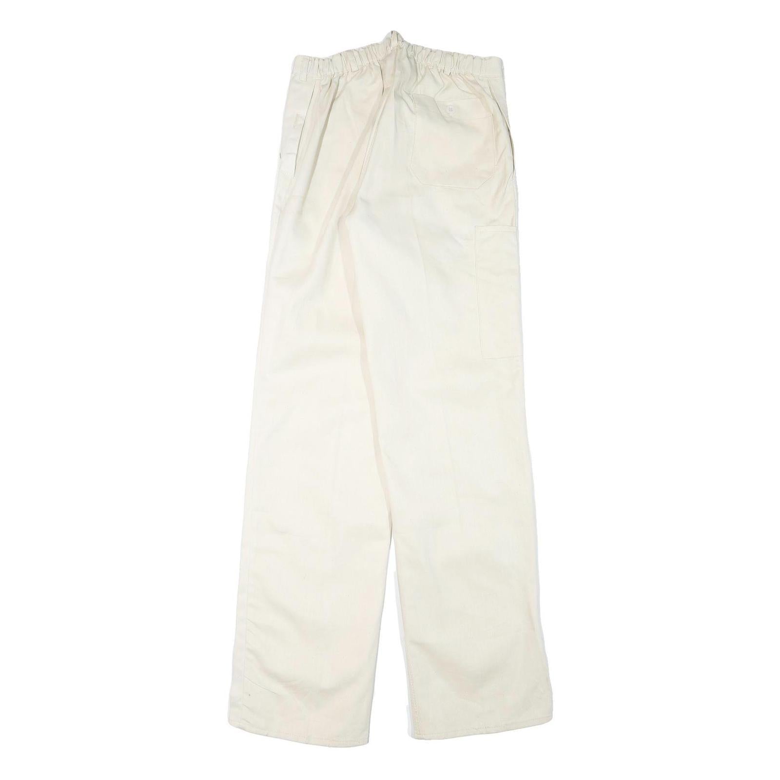 Mens Cotton Blend White Regular Fit Button Closure Trousers W28 L35 Casual