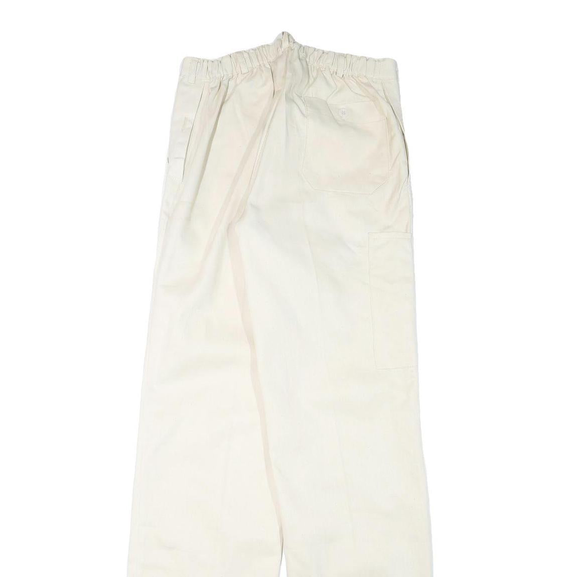 Mens Cotton Blend White Regular Fit Button Closure Trousers W28 L35 Casual