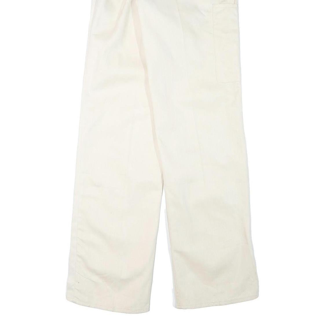 Mens Cotton Blend White Regular Fit Button Closure Trousers W28 L35 Casual
