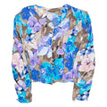 EXCLUSIVE Womens Blouse Shirt Blue V-Neck Long Sleeve Floral XS